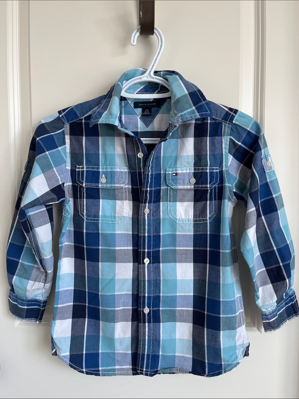 Tommy Hilfiger Blue & White Plaid Button-Down Shirt